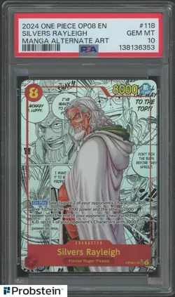 2024 One Piece OP08 EN Manga Alternate Art #118 Silvers Rayleigh PSA 10 - Image 1