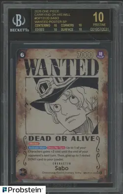 2025 One Piece Carrying/His Will OP13120 Sabo Wanted Poster BGS 10 BLACK LABEL - Image 1