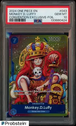 2024 One Piece EN Convention Exclusive Foil #043 Monkey D. Luffy PSA 10 GEM MINT - Image 1