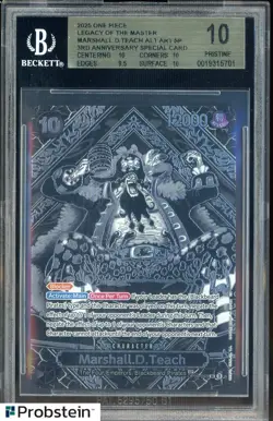 2025 One Piece OP12 English 3rd Anniversary Silver #093 Marshall D. Teach BGS 10 - Image 1