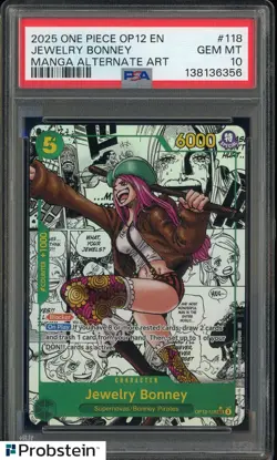 2025 One Piece OP-12 EN Manga Alternate Art #118 Jewelry Bonney PSA 10 GEM MINT - Image 1
