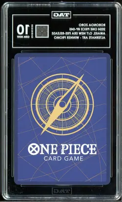 2024 One Piece P-045 Prerelease Winner Roronoa Zoro TAG Score 973 GEM MINT 10 - Image 3