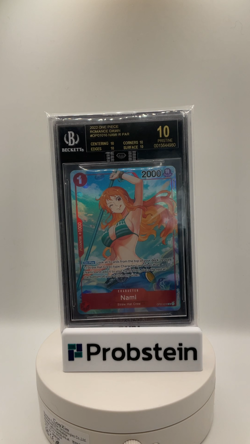 2022 One Piece OP01-016 Nami Alt Art Pre-Errata Alpha Wave 1 BGS 10 BLACK LABEL - Image 2
