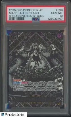 2025 One Piece OP12 JP 3rd Anniversary Gold #093 Marshall D. Teach PSA 10 - Image 1