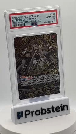 2025 One Piece OP12 JP 3rd Anniversary Gold #093 Marshall D. Teach PSA 10 - Image 2