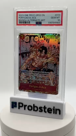 2023 One Piece OP-02 EN Manga Alternate Art #013 Portgas D Ace PSA 10 GEM MINT - Image 2