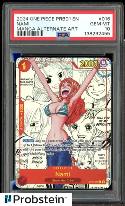 2024 One Piece PRB01 EN Manga Alternate Art #016 Nami PSA 10 GEM MINT - Image 1