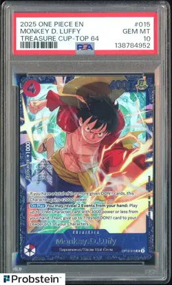 2025 One Piece EN Treasure Cup Top 64 #015 Monkey D. Luffy PSA 10 POP 12 - Image 1