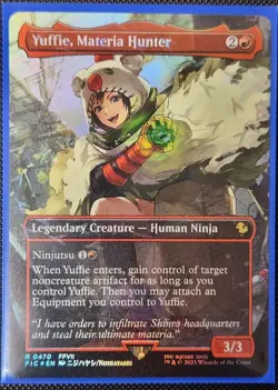 MTG Yuffie, Materia Hunter 0470 (Borderless) (Chocobo Track Foil) NM Foil - Image 1