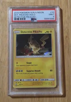 Detective Pikachu 10/18 Detective Pikachu Holo - 2019 Pokemon Sun & Moon - PSA 9 - Image 1