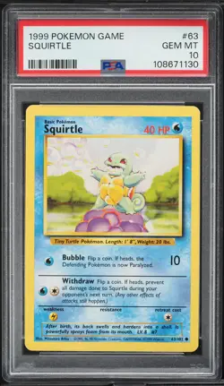 1999 Pokemon Base Set Squirtle #63 PSA 10 - Image 1