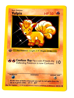 VULPIX 68/102 1st edition shadowless Pokemon NM Condition Card - Image 1