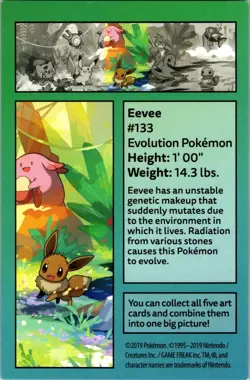Pokemon Eevee #133 Art Card Mini Tin Collectible Evolution Card Kanto - Image 2