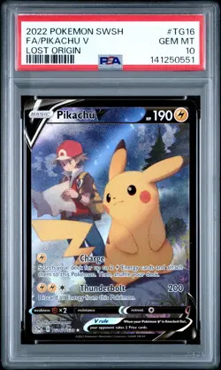 2022 POKEMON SWORD & SHIELD LOST ORIGIN #TG16 FULL ART/PIKACHU V PSA 10 - Image 1