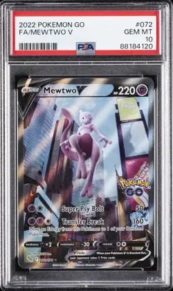 2022 POKEMON GO #072 FULL ART/MEWTWO V PSA 10 - Image 1