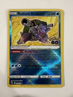 Radiant Blastoise 018 Pokemon Go Radiant Rare Pokemon TCG - NM - Image 1