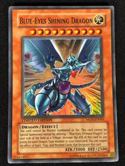 Yugioh Blue-Eyes Shining Dragon MOV-EN001 Super (NM) - Image 1