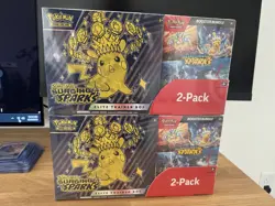 Pokemon TCG Surging Sparks ETB + Booster Bundle Costco 2-pack Sealed New Lot x2 - Image 1