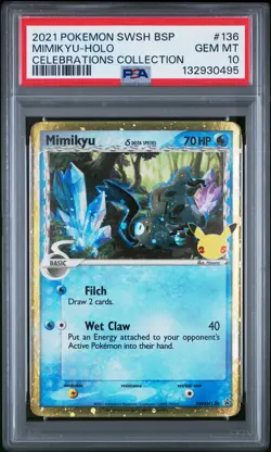 2021 POKEMON SWSH BLACK STAR PROMO CELEBRATIONS COLL #136 MIMIKYU-HOLO PSA 10 - Image 1