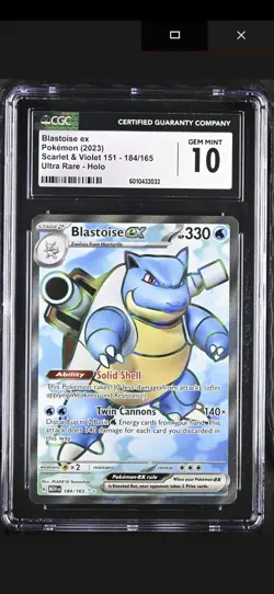 Pokemon TCG Scarlet & Violet 151 #184 Blastoise ex Double Rare CGC 10 GEM MINT - Image 3
