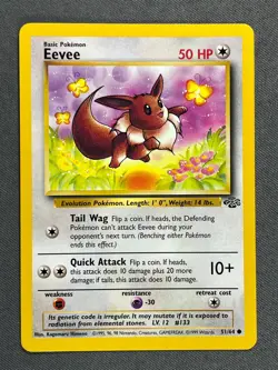 Eevee 51/64 Base Set Series Jungle COMMON Basic Pokemon Card WOTC 1999 LP - Image 1