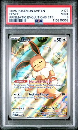 2025 Pokemon SVP En Eevee Prismatic Evolutions ETB Black Star Promo #173 PSA 9 - Image 1