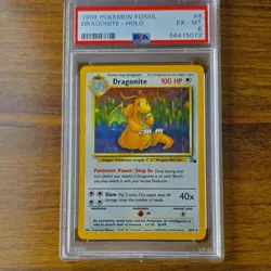 Pokemon TCG Dragonite Fossil Holo Rare Card 4/62 1999 Unlimited PSA 6 - Image 1