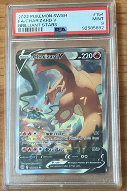 2022 Pokemon SWSH Brilliant Stars FA/Charizard V 154/172 Full Art PSA MINT 9 - Image 1