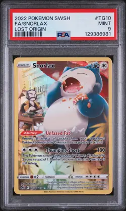 2022 POKEMON SWORD & SHIELD LOST ORIGIN #TG10 FULL ART/SNORLAX PSA 9 - Image 1