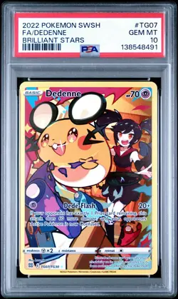 2022 Pokemon Sword & Shield Brilliant Stars Dedenne #TG07 Full Art PSA 10 - Image 1