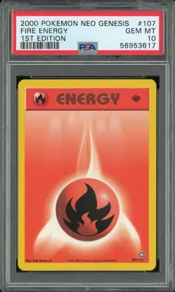 2000 Pokemon Neo Genesis 1st Edition #107 Fire Energy PSA 10 Gem Mint - Image 1