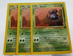 3x Gloom 37/64 1st Edition Regular Non Holo WoTC Pokemon Jungle Set HP English - Image 1