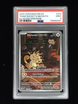 Rocket's Meowth 203 Pokemon Destined Rivals PSA 9 🔥 - Image 1