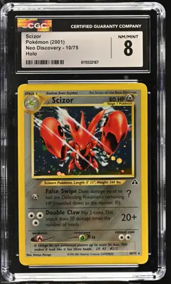 CGC 8 Scizor 2001 Neo Discovery 10/75 Holo Pokemon Card - Image 1