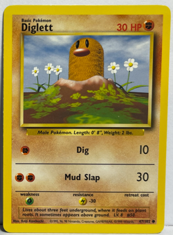 Diglett 47/102 Sideways Fighting Symbol Misprint Error Card LP-MP Pokemon WOTC - Image 1