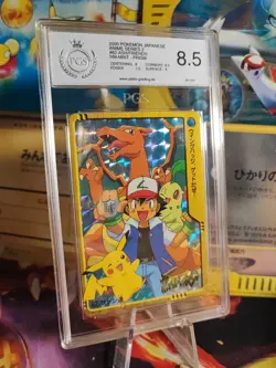 Pokemon Card Charizard Pikachu Ash Carddass Vending Anime Series 2 PGS PSA 8.5 - Image 1