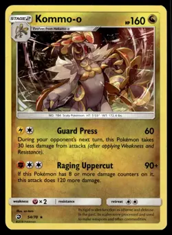Kommo-o 54/70 Holo Rare Dragon Majesty Pokemon Card - Image 1