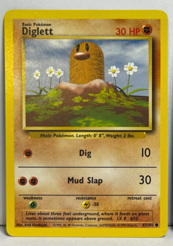 Diglett 47/102 Sideways Fighting Symbol Misprint Error Card LP-MP Pokemon WOTC - Image 1