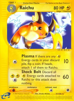 Moderately Played Raichu - 61/165 - Rare Pokemon Expedition - Image 1