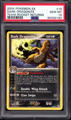 2004 Pokemon EX Team Rocket Returns Dark Dragonite #15 PSA 10 GEM MINT - Image 1