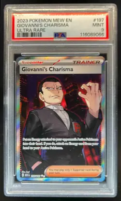 2023 Pokemon SV 151 MEW EN Giovanni's Charisma #197/165 PSA 9 - Image 1
