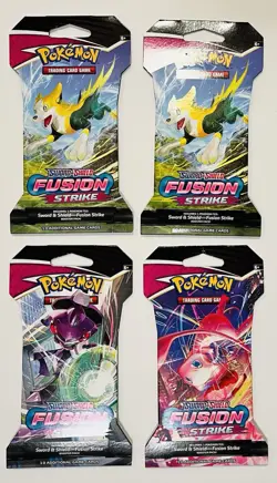 Fusion Strike Sealed Sleeved Pokemon Booster Packs (4 Total Packs) - Image 1
