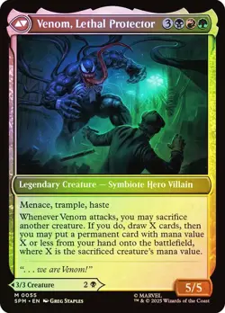 MTG FOIL Eddie Brock // Venom, Lethal Protector - Marvel's Spider-Man #055 - Image 2