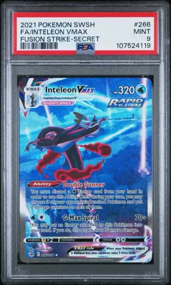 PSA 9 Inteleon Vmax 266 Alt Art Secret Holo Rare Fusion Strike SWSH Pokemon - Image 1