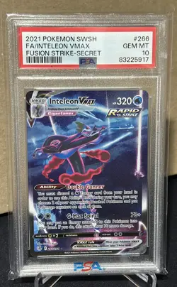 PSA 10 GEM MT 2021 Pokemon Fusion Strike Inteleon VMAX #266 Secret Rare Alt Art - Image 1