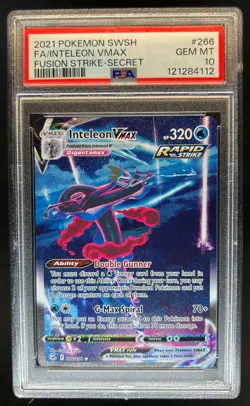 2021 Pokemon SWSH Fusion Strike Inteleon VM #266/264 PSA 10 - Image 1
