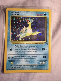 1999 Pokemon WotC TCG Lapras Holo Rare 10/62 Fossil Set Holographic Vintage Card - Image 1