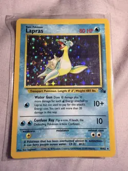 1999 Pokemon WotC TCG Lapras Holo Rare 10/62 Fossil Set Holographic Vintage Card - Image 3