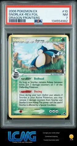 2006 Pokemon Ex Dragon Frontiers #10 Snorlax Reverse Holo Foil PSA 7 - Image 1