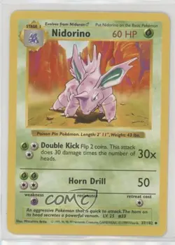 Nidorino Shadowless Pokemon Base Set #37 1999 - Image 1